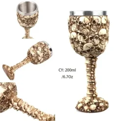 Gotischer Totenkopfkelch – Einzigartiges Weinglas aus Edelstahl für Partys