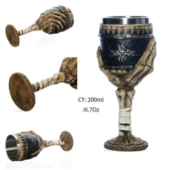 Gotischer Totenkopfkelch – Einzigartiges Weinglas aus Edelstahl für Partys