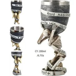 Gotischer Totenkopfkelch – Einzigartiges Weinglas aus Edelstahl für Partys