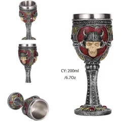 Gotischer Totenkopfkelch – Einzigartiges Weinglas aus Edelstahl für Partys