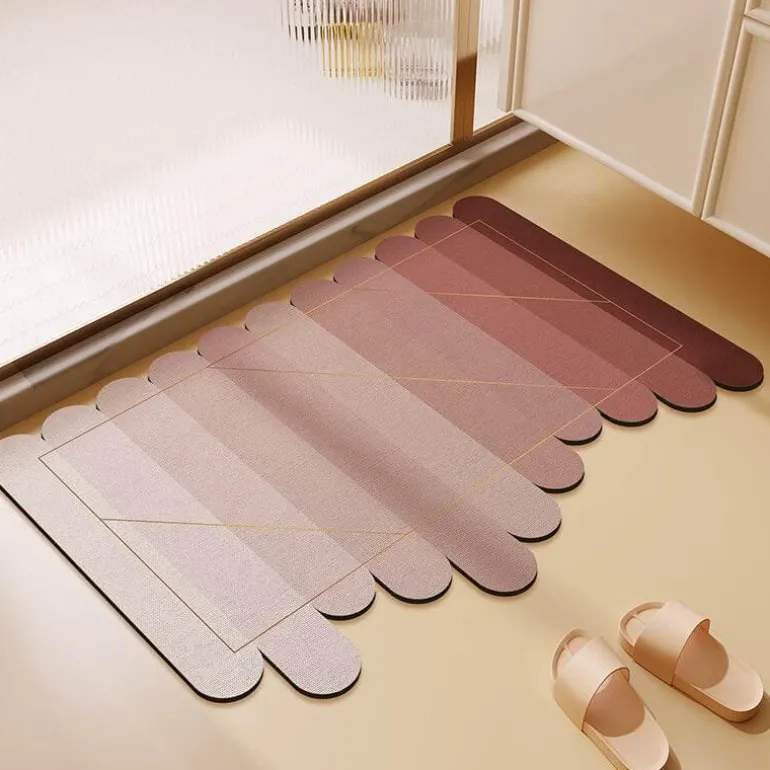 Gradient Diatom Mud Bath Mat - Irregular Design Bathroom Accessory