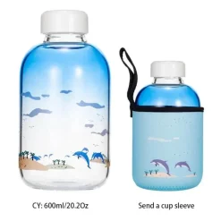 Gradient Sky 600ml Glaswasserflasche - Stilvolles Sport-Trinkgeschirr