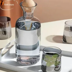 Grauer Bernsteinglaskrug - Hitzebeständige Teekanne Saftkrug mit Griff