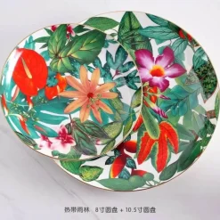 Green Leaf Geschirrset - Teller Schüsseln Teegeschirr