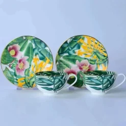 Green Leaf Geschirrset - Teller Schüsseln Teegeschirr