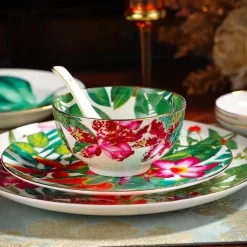 Green Leaf Geschirrset - Teller Schüsseln Teegeschirr