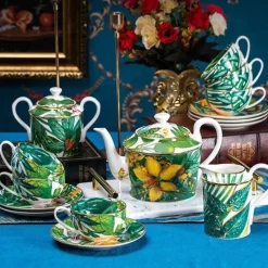 Green Leaf Geschirrset - Teller Schüsseln Teegeschirr