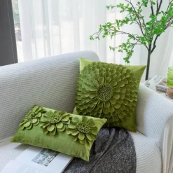 Grünes Blumensofakissen Kissenbezug - Home Decor Quadratisches Kissen