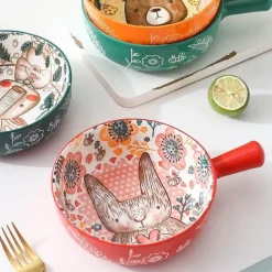 Große handgefertigte Keramik-Blumenschale mit Tiermotiv – dekorativer Übertopf