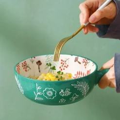 Große handgefertigte Keramik-Blumenschale mit Tiermotiv – dekorativer Übertopf