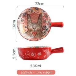 Große handgefertigte Keramik-Blumenschale mit Tiermotiv – dekorativer Übertopf