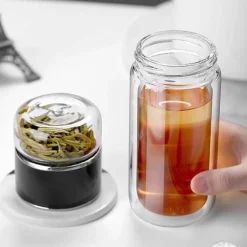 Große Tee-Ei-Flasche aus Glas mit Doppelfunktion – 2-in-1-Teezubereitung