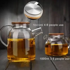 Große Teekanne aus Glas – Fassungsvermögen: Kaltwasserkrug für Tee und Saft