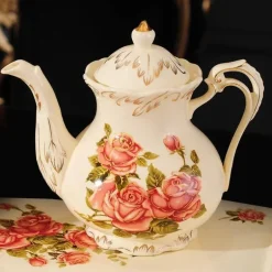 Große Teekanne aus Porzellan – Europäische Keramik-Teekanne für Nachmittagstee und Kaffee