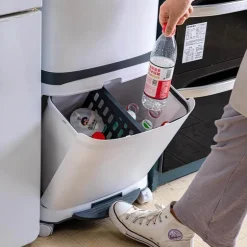 Großer doppelwandiger Mülleimer mit Rädern - Mülleimer mit Deckel