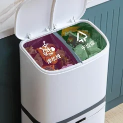 Großer doppelwandiger Mülleimer mit Rädern - Mülleimer mit Deckel