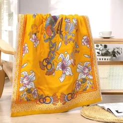 Großes Badetuch aus Baumwolle mit Blumenmuster – schnelltrocknend und saugfähig, 80 x 160 cm