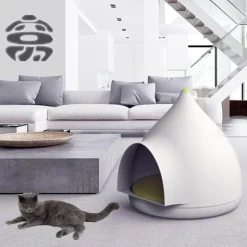 Großes Katzenhaus – Katzenunterstand im Wassertropfen-Design