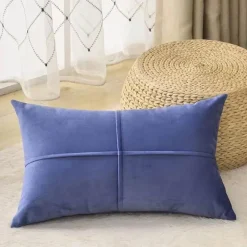 Hahnentritt-Kissenbezug - Schwarz-weißer Kissenbezug mit Schleife, 30 x 50 cm