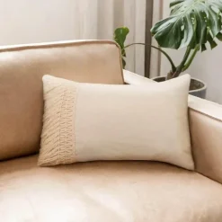 Hahnentritt-Kissenbezug - Schwarz-weißer Kissenbezug mit Schleife, 30 x 50 cm