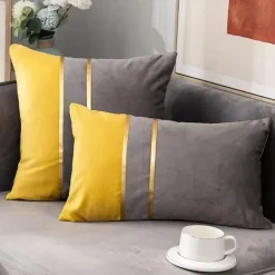 Hahnentritt-Kissenbezug - Schwarz-weißer Kissenbezug mit Schleife, 30 x 50 cm