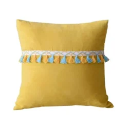 Hahnentritt-Kissenbezug - Schwarz-weißer Kissenbezug mit Schleife, 30 x 50 cm