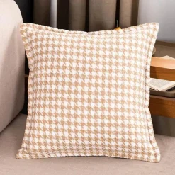 Hahnentritt-Kissenbezug - Schwarz-weißer Kissenbezug mit Schleife, 30 x 50 cm