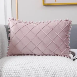 Hahnentritt-Kissenbezug - Schwarz-weißer Kissenbezug mit Schleife, 30 x 50 cm