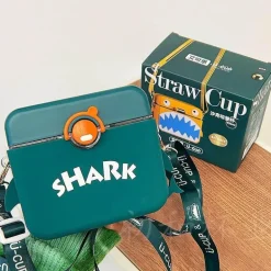 Hai-Wasserflasche mit integriertem Strohhalm – umweltfreundliches Trinkgeschirr