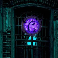 Halloween Door Wreath - Black Bat LED Light Decor