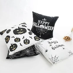 Halloween Kissenbezüge - Schwarz-Weiß Gruseliges Dekor