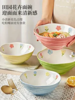 Handbemalte Ramen-Schüssel aus Keramik – große Nudelschüssel für das Restaurant zu Hause