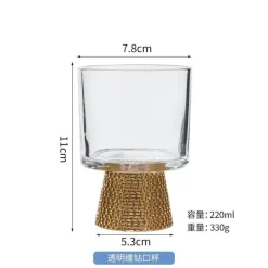 Handbemalter antiker Kristallkelch - Blumen-Rotweinglas