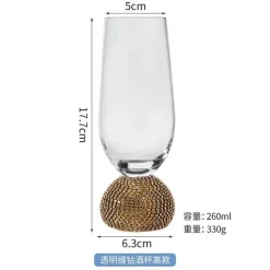 Handbemalter antiker Kristallkelch - Blumen-Rotweinglas