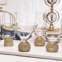 Handbemalter antiker Kristallkelch - Blumen-Rotweinglas