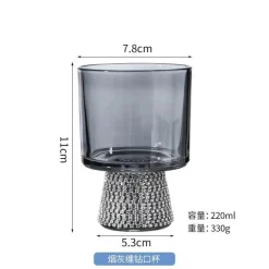 Handbemalter antiker Kristallkelch - Blumen-Rotweinglas