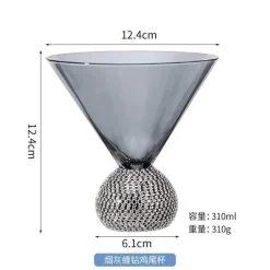 Handbemalter antiker Kristallkelch - Blumen-Rotweinglas