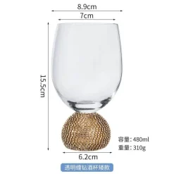 Handbemalter antiker Kristallkelch - Blumen-Rotweinglas