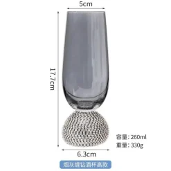 Handbemalter antiker Kristallkelch - Blumen-Rotweinglas