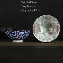 Handbemaltes Teetassen-Set aus blau-weißem Porzellan – dekoratives Teegeschirr