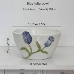 Handgefertigte Keramiktasse mit 3D-Prägung in Tulpenform – Tasse mit elegantem Blumendesign