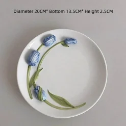 Handgefertigte Keramiktasse mit 3D-Prägung in Tulpenform – Tasse mit elegantem Blumendesign