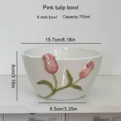 Handgefertigte Keramiktasse mit 3D-Prägung in Tulpenform – Tasse mit elegantem Blumendesign