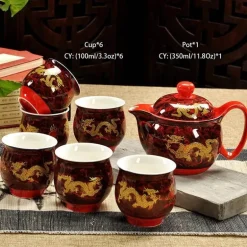 Handgefertigte Keramik-Teekanne mit Drachendesign – 350 ml Porzellan-Teekanne