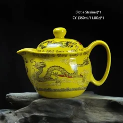 Handgefertigte Keramik-Teekanne mit Drachendesign – 350 ml Porzellan-Teekanne