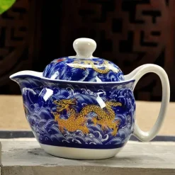 Handgefertigte Keramik-Teekanne mit Drachendesign – 350 ml Porzellan-Teekanne
