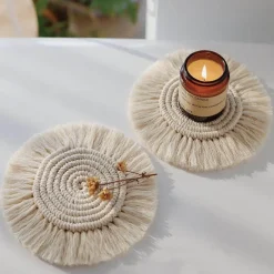 Handgefertigter nordischer Makramee-Untersetzer - Tassentuch-Dekor