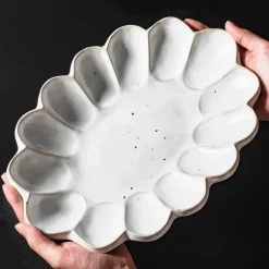 Handgefertigter Retro-Blumen-Keramik-Essteller - Geschirr im Western-Stil