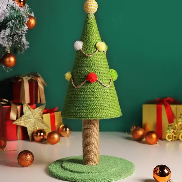 Handgefertigter Weihnachtsbaum-Katzenkratzbaum – Einzigartige Katzenmöbel für weihnachtliche Freude