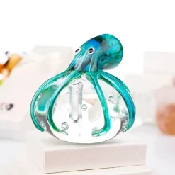Handgefertigtes farbiges Oktopus-Ornament aus Glas – einzigartiges Meerestier-Dekor